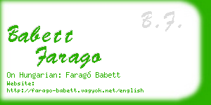 babett farago business card